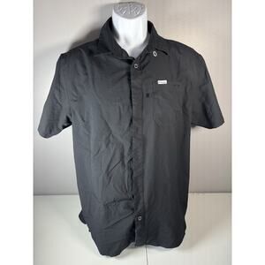 Columbia PFG Shirt Mens Medium M Black Short Sleeve Vented Fishing Button Up